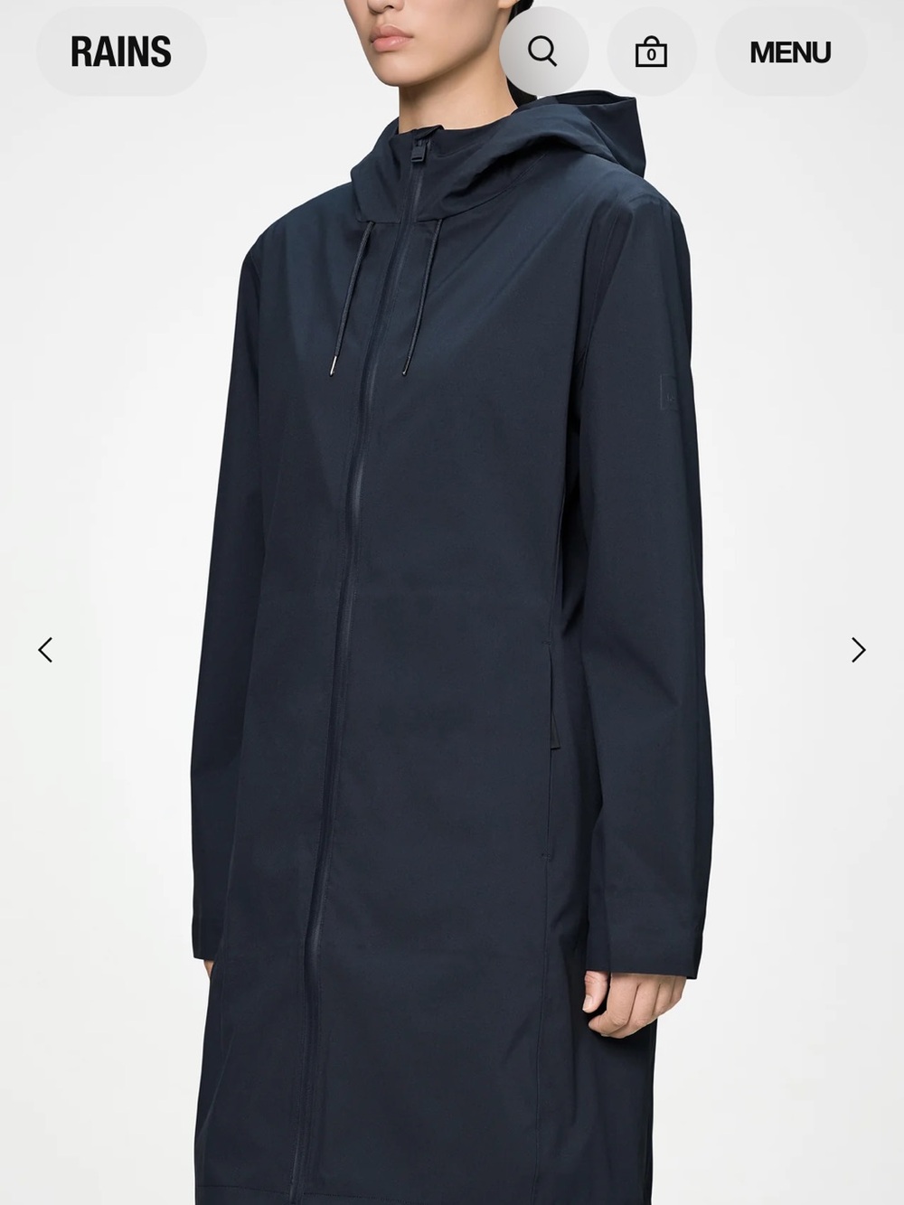 Rains Long Hooded Trench Coat in Dark Navy